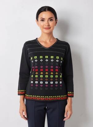 Pull coupe cintrée manches longues noir OLIVIER PHILIPS femme