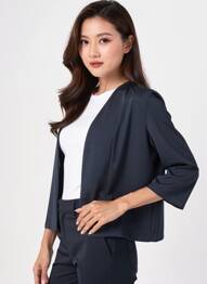 Veste casual coupe droite bleu GEVANA femme