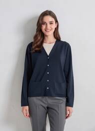 Gilet manches longues coupe cintrée bleu CHASSAGNARD femme
