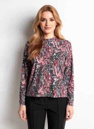 Pull coupe droite manches longues gris GEVANA femme