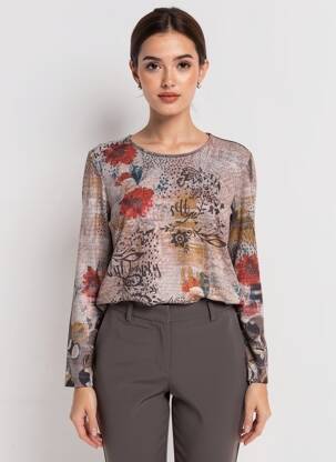 Pull coupe droite manches longues marron BAGORAZ femme