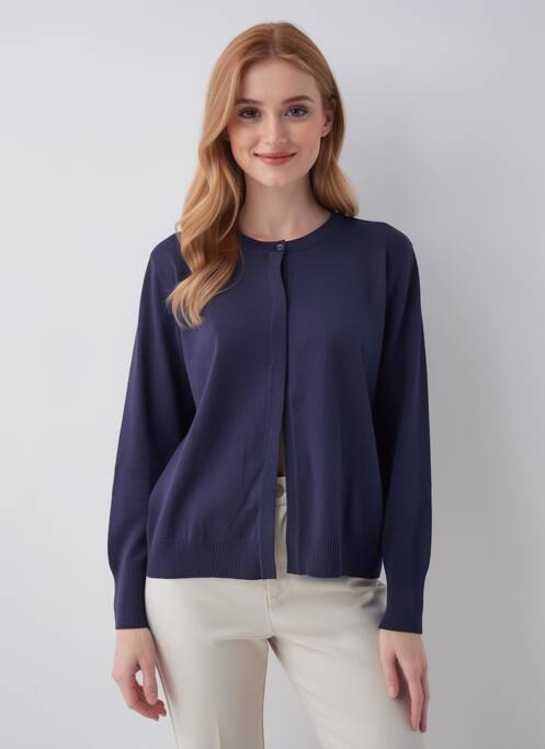 Gilet manches longues fermeture boutonnée sur le devant bleu SCORZZO femme