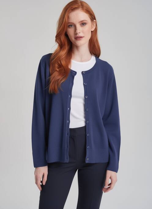 Gilet manches longues fermeture boutonnée sur le devant bleu FELINO femme