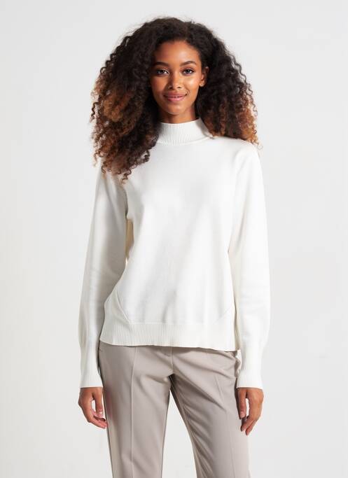 Pull col roulé manches longues manches longues blanc SCORZZO femme