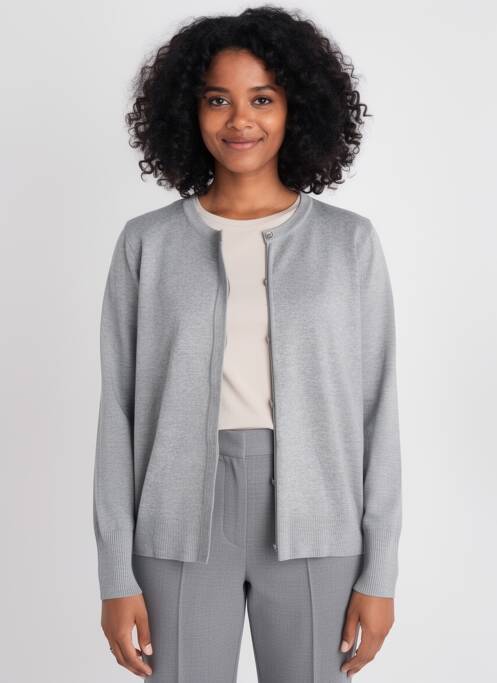 Gilet manches longues fermeture boutonnée sur le devant gris SCORZZO femme
