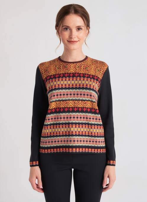 Pull col rond manches longues noir SAINT CHARLES femme