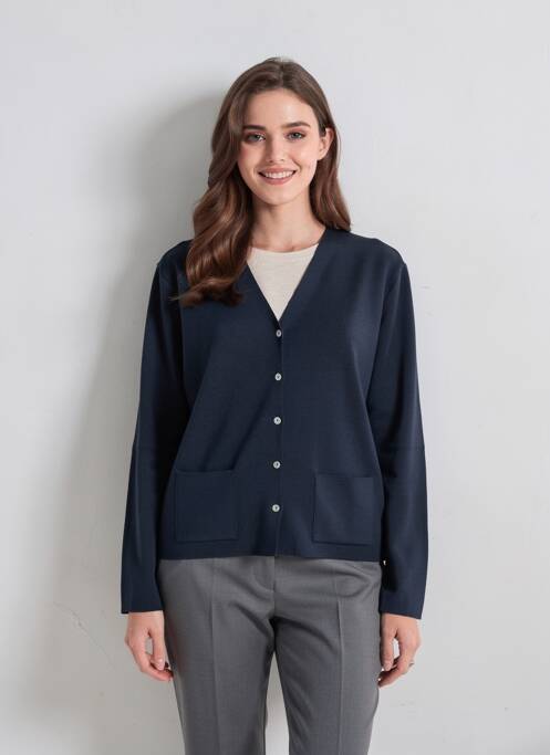 Gilet manches longues coupe cintrée bleu CHASSAGNARD femme