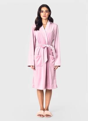 Robe de chambre col v rose CHERIE LINE femme