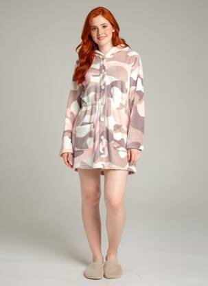 Robe de chambre col v beige BISBIGLI femme