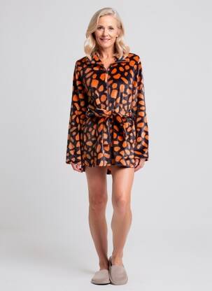 Robe de chambre fermeture zippée sur le devant noir BARANDI femme