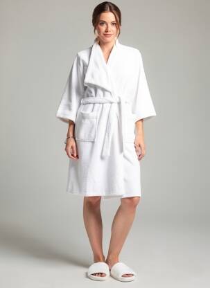 Peignoir manches longues blanc CHRISTIAN CANE femme