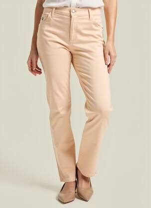 Pantalon slim tissage popeline taille normale rose DESGASTE femme