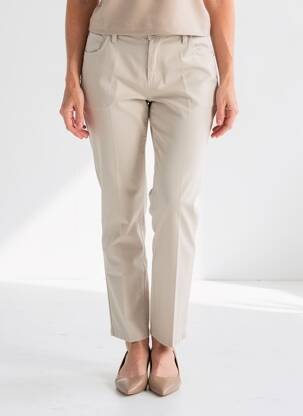 Pantalon slim tissage popeline taille normale beige DESGASTE femme