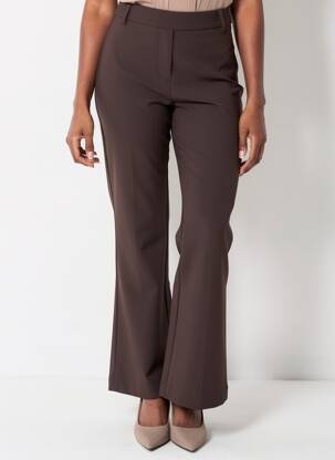 Pantalon flare stretch taille normale marron JANIRA femme