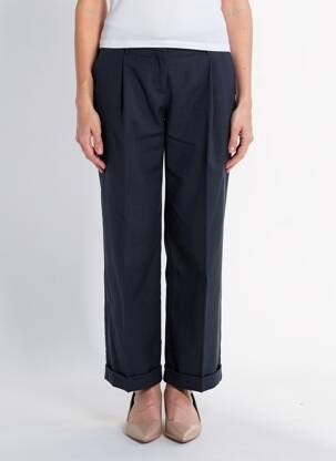 Pantalon droit tissage crêpe taille haute bleu MAX MARA femme