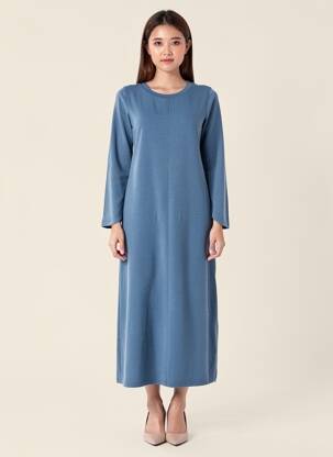 Robe longue manches longues manches longues bleu PARFOIS femme