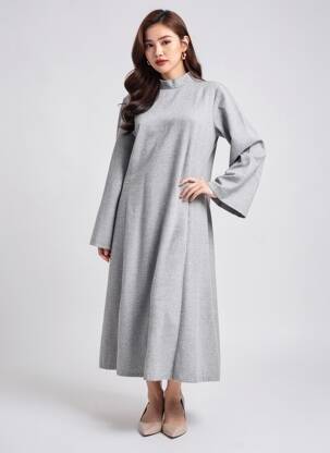 Robe longue manches longues manches longues gris ZARA femme