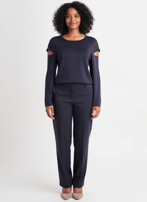 Pull coupe cintrée manches longues bleu LAETITIA MEM femme