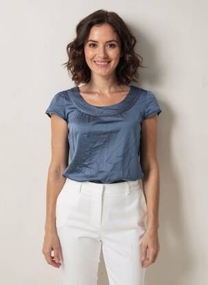 Top coupe fluide manches courtes bleu H&M femme