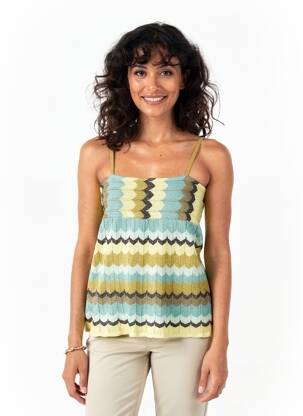 Top stretch fines bretelles vert H&M femme