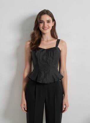 Top col v fines bretelles noir ANNE FONTAINE femme