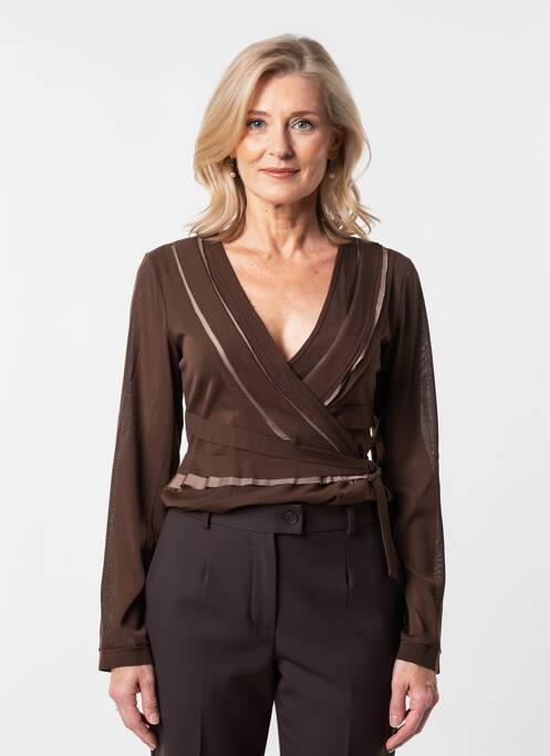 Top stretch manches longues marron PROMOD femme