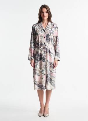 Robe mi-longue manches longues manches longues rose GUY DUBOUIS femme