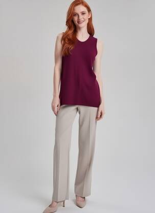 Pull coupe cintrée sans manche violet L'ATELIER D'ANNA femme