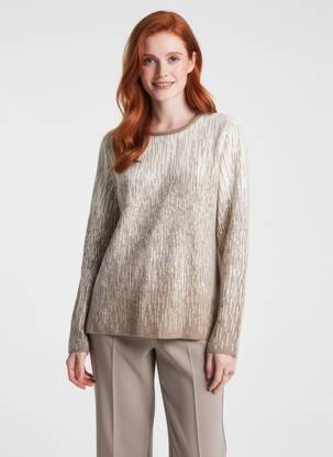 Pull tissage chiné manches longues marron GUY DUBOUIS femme