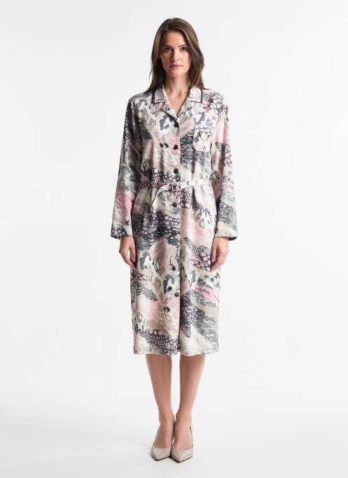 Robe mi-longue manches longues manches longues rose GUY DUBOUIS femme