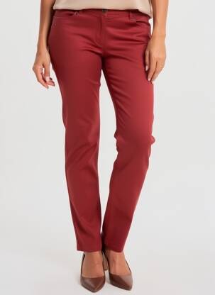 Pantalon slim taille élastique taille normale rouge CHRISTINE LAURE femme
