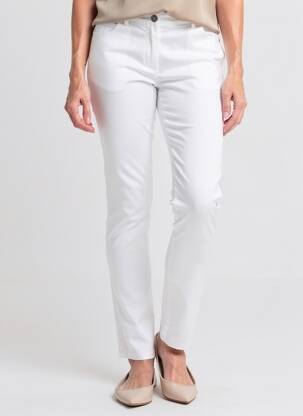 Pantalon slim tissage popeline taille normale blanc AGATHE & LOUISE femme