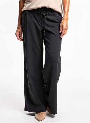 Pantalon large tissage popeline taille normale noir CHRISTINE LAURE femme