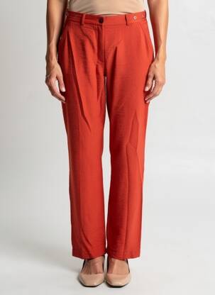 Pantalon droit tissage crêpe taille normale rouge CHRISTINE LAURE femme