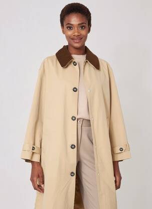 Trench tissage popeline sans capuche beige YERSE femme