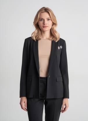 Veste casual col tailleur noir FIVE femme