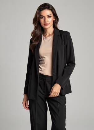 Veste casual col tailleur noir FIVE femme