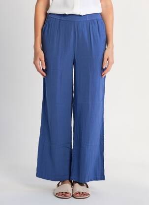 Pantalon droit taille élastique bleu ZILCH femme