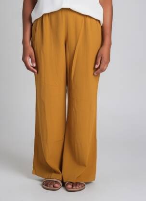 Pantalon droit taille élastique jaune ZILCH femme