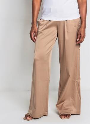 Pantalon flare taille élastique beige YAYA femme