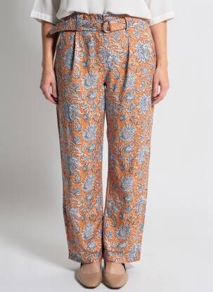 Pantalon droit taille élastique orange YERSE femme
