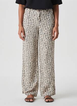Pantalon droit fermeture zippée sous rabat boutonné beige FIVE femme