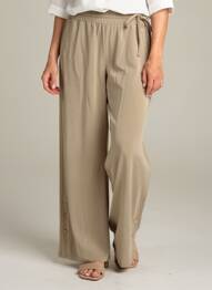 Pantalon droit taille élastique beige YAYA femme