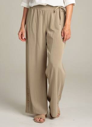 Pantalon droit taille élastique beige YAYA femme