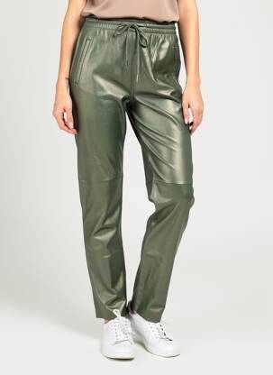 Pantalon slim taille élastique vert OAKWOOD femme