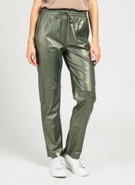Pantalon slim taille élastique vert OAKWOOD femme