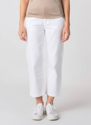 Pantalon 7/8 fermeture zippée sous rabat boutonné blanc HAPPY femme