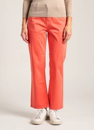 Pantalon droit fermeture zippée sous rabat boutonné orange HAPPY femme
