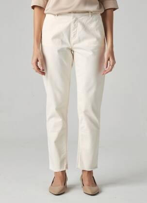 Pantalon 7/8 fermeture zippée sous rabat boutonné beige FIVE femme