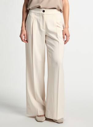 Pantalon large tissage popeline taille normale beige YAYA femme